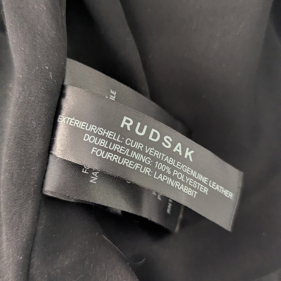 Rudsak Leather Jacket with Rabbit Fur – Size Large - Picture 7 of 12